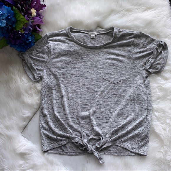 J. Crew Factory Tops - J.Crew Factory Grey Heathered Pocket Tie Tee